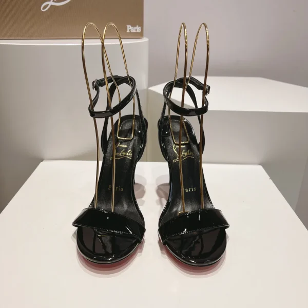 Christian Louboutin Black Patent Leather Stiletto Heel Sandals image 1