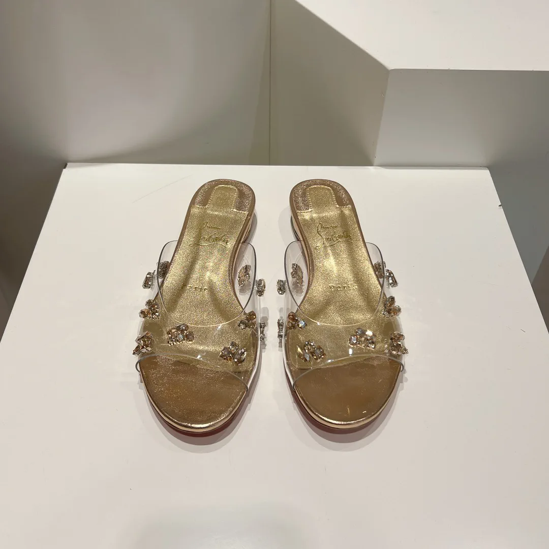 Crystal Embellished PVC Slide Sandals image 1