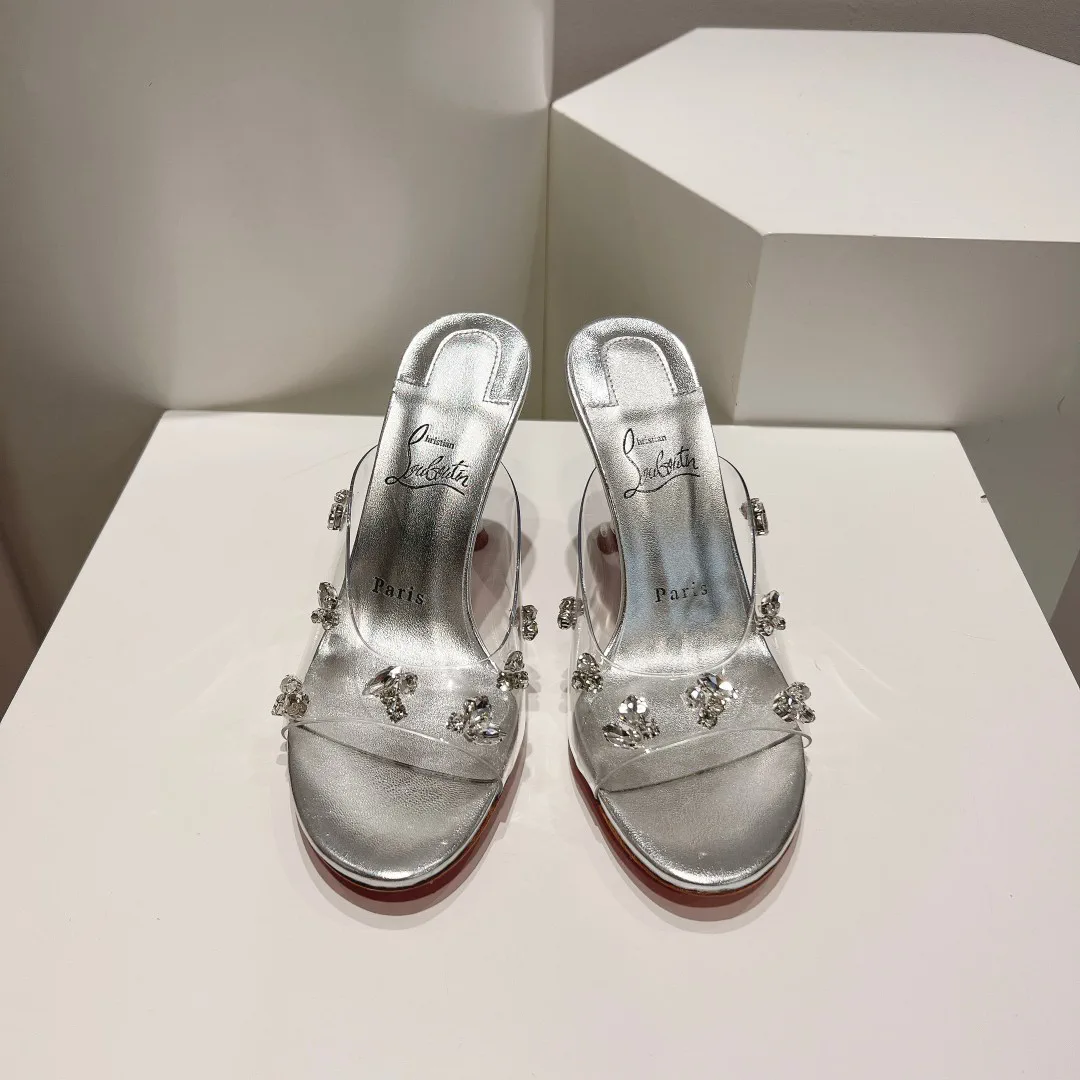 DEGRAQUEEN Crystal High Heel Mules image 1