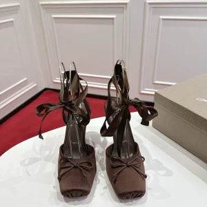 Christian Louboutin Brown Bow Ankle Strap High Heel Shoes image 1