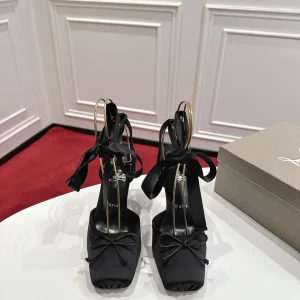 Bow Decor Satin High Heel Pumps image 1