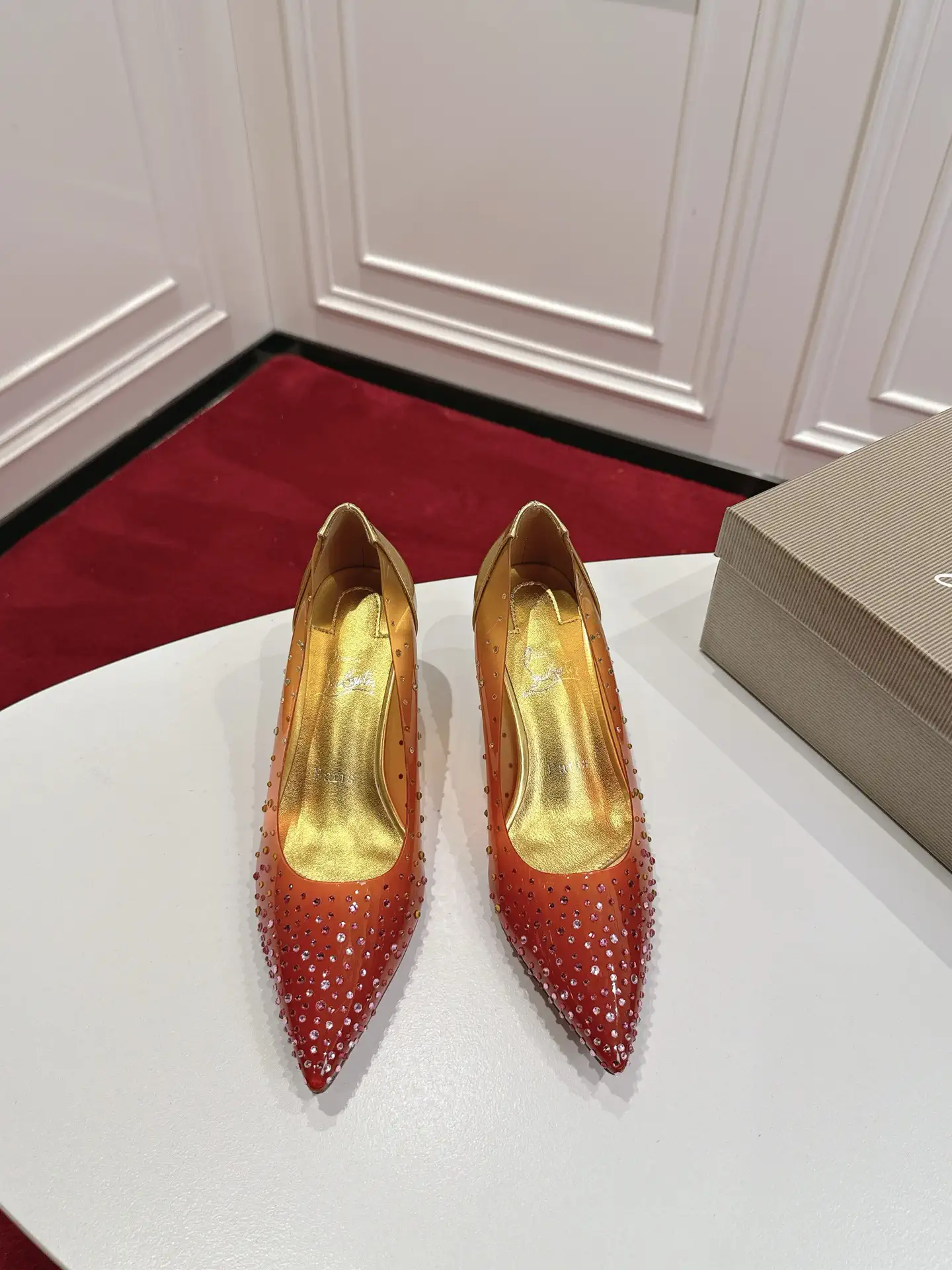 Christian Louboutin Gradient Rhinestone Pointed Toe High Heels image 1