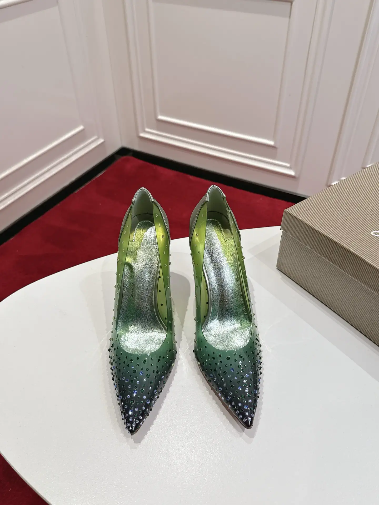Christian Louboutin Gradient Rhinestone PVC High Heel Pumps image 1