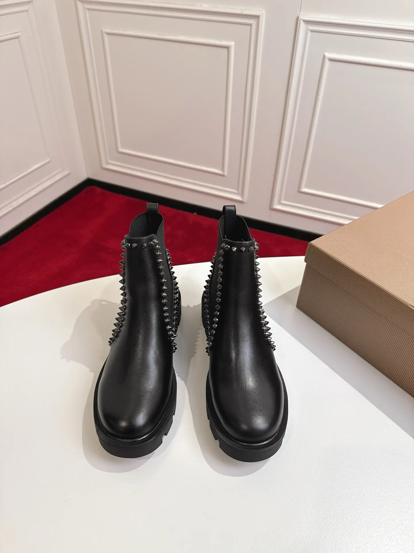 Spiked Platform Chelsea Ankle Boots image 1