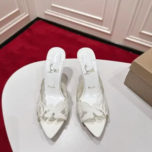 Laser Cut Hollow High Heel Mules image 1