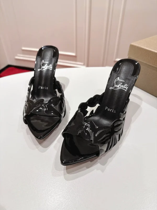 Laser Cut Hollow High Heel Mules image 1