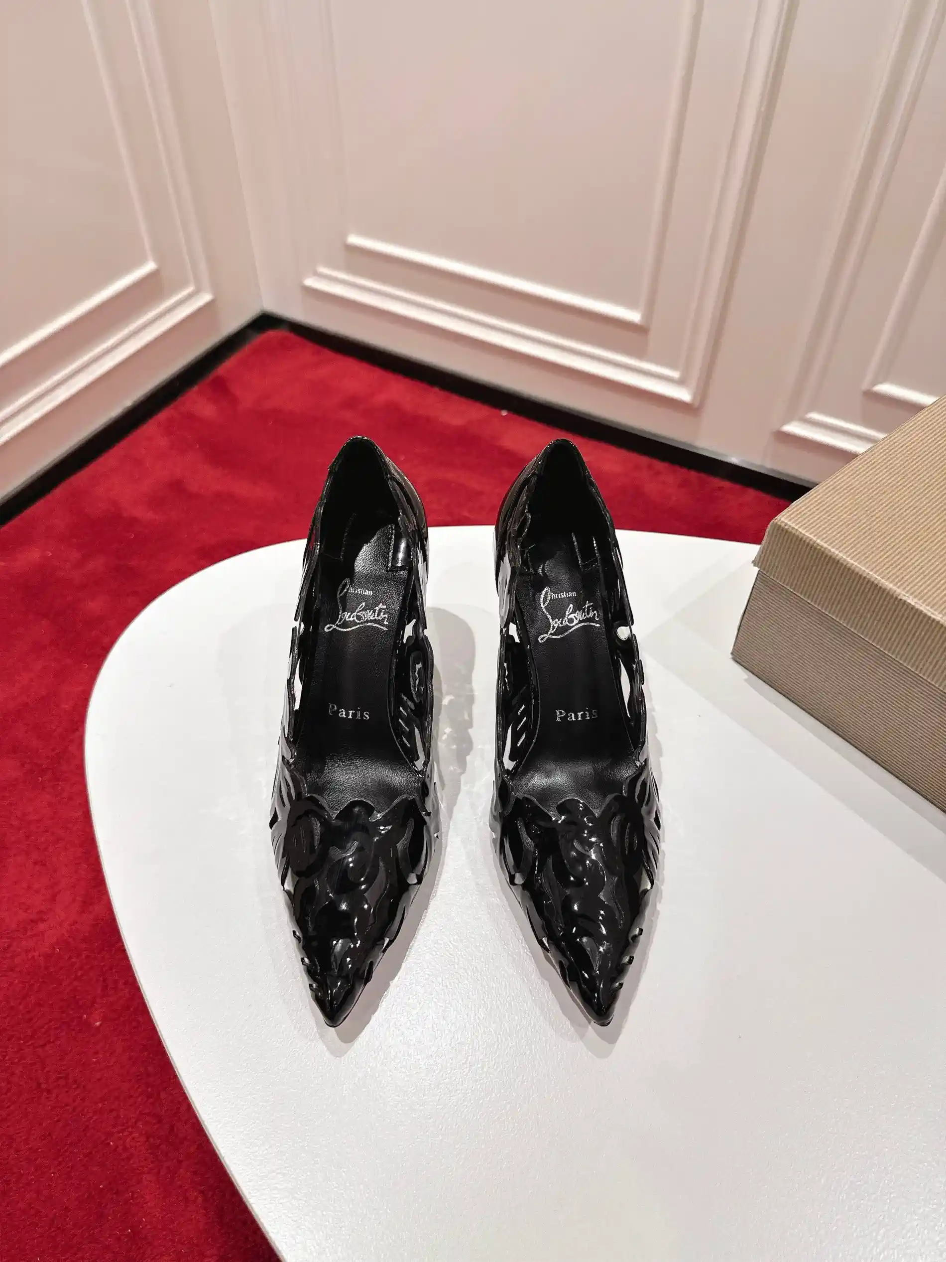 Christian Louboutin Laser Cut Hollow Pointed Toe High Heel Pumps image 1