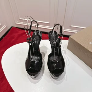 Christian Louboutin Black Patent Platform High Heel Sandals image 1