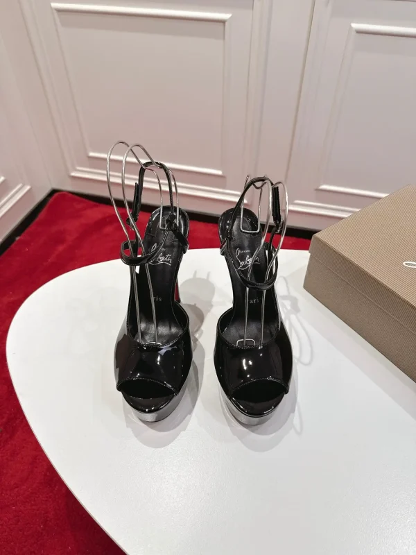 Christian Louboutin Black Patent Platform High Heel Sandals image 1