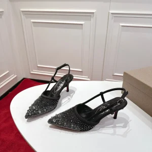 Christian Louboutin MissZ Crystal Mesh Slingback High Heels image 1