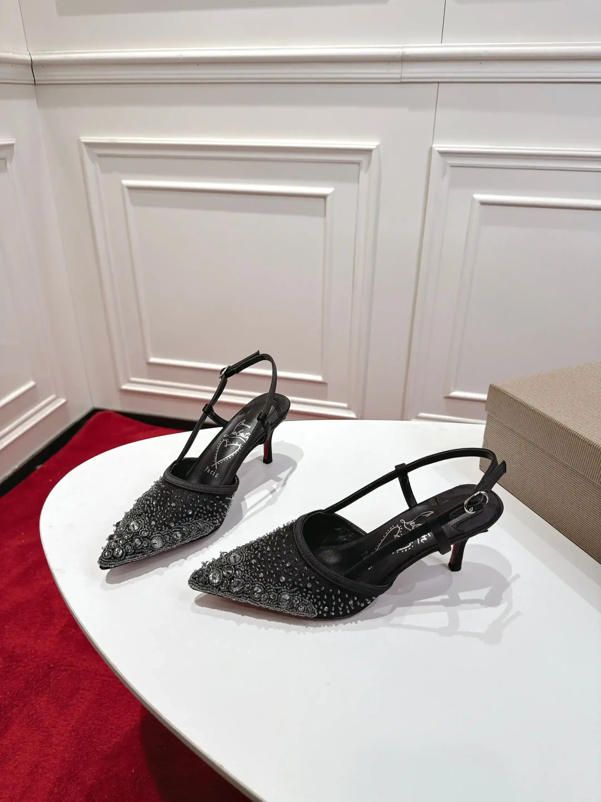 Christian Louboutin MissZ Crystal Mesh Slingback High Heels image 1