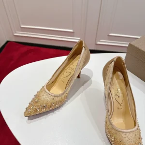 Crystal Mesh Pointed Toe High Heel Pumps image 1