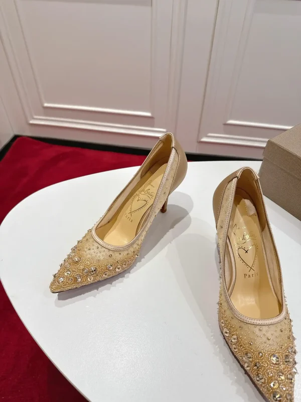 Crystal Mesh Pointed Toe High Heel Pumps image 1