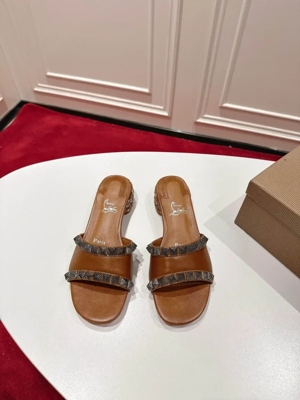 Brown Studded Slide Sandals image 1