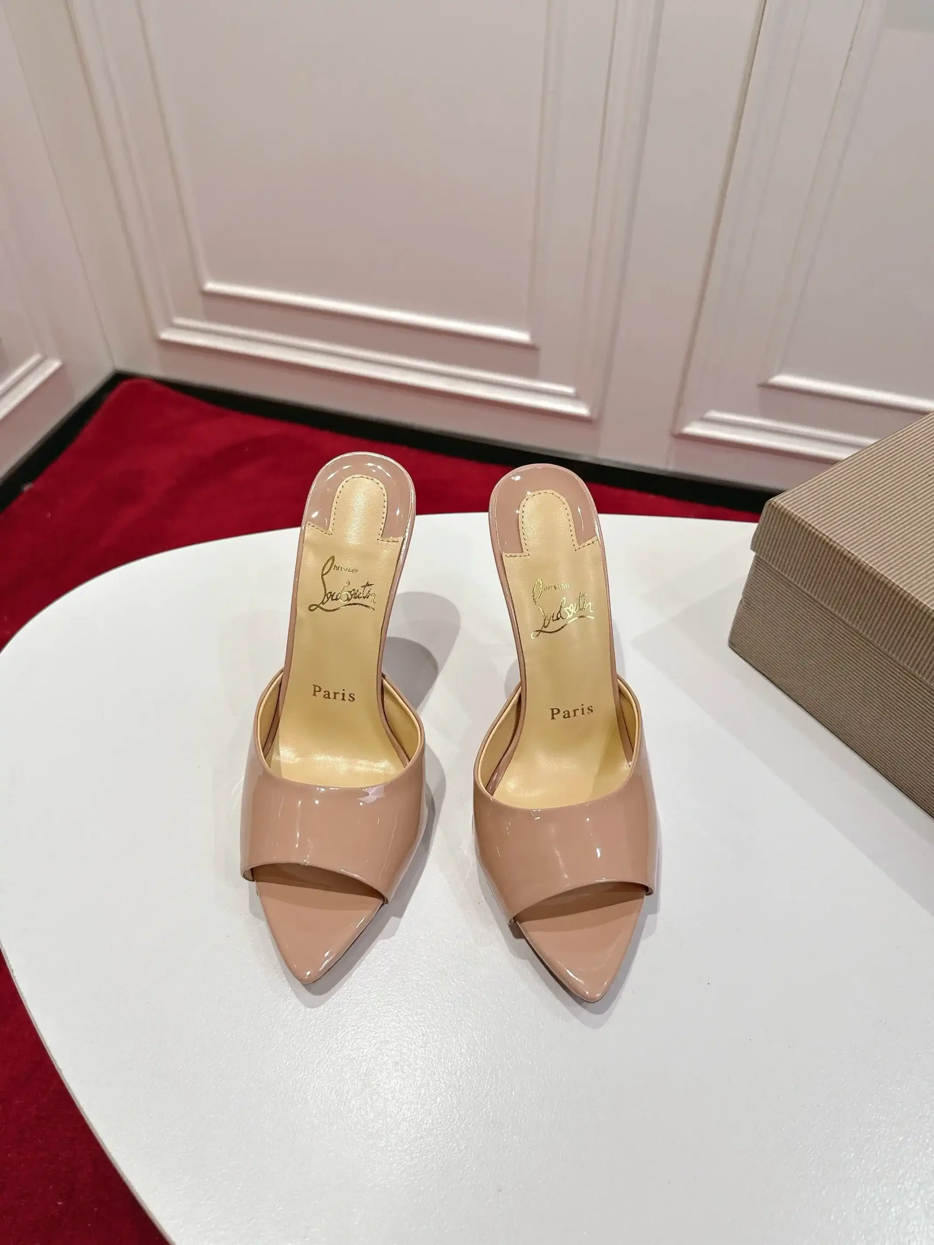Pointed Toe Peep Toe High Heel Mules image 1