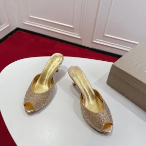 Rhinestone Peep Toe High Heel Mules image 1