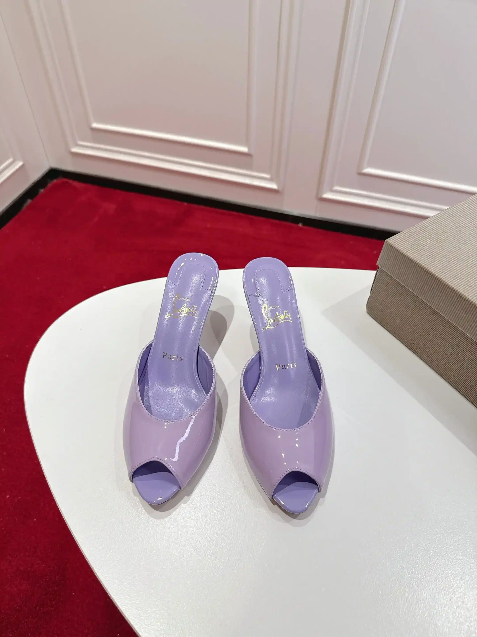 Peep Toe High Heel Mules image 1