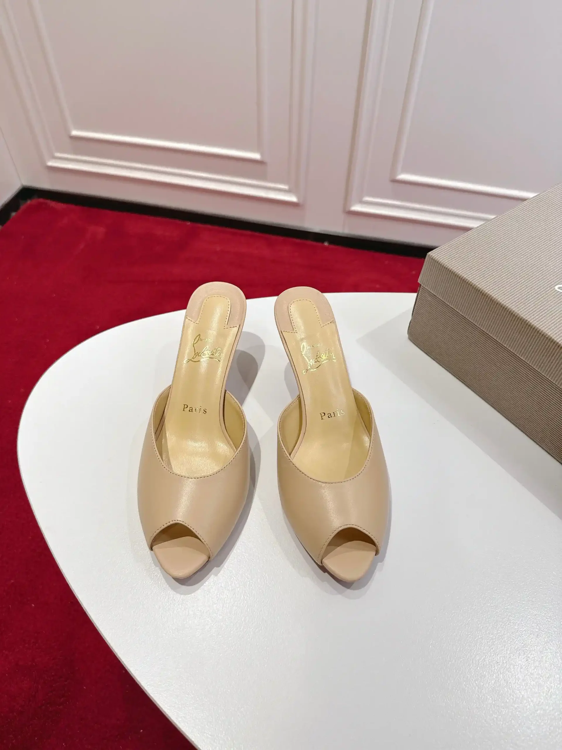 Peep Toe High Heel Mules image 1