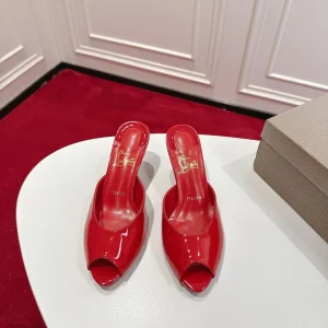Patent Leather Peep Toe High Heel Mules image 1