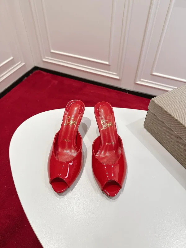 Patent Leather Peep Toe High Heel Mules image 1