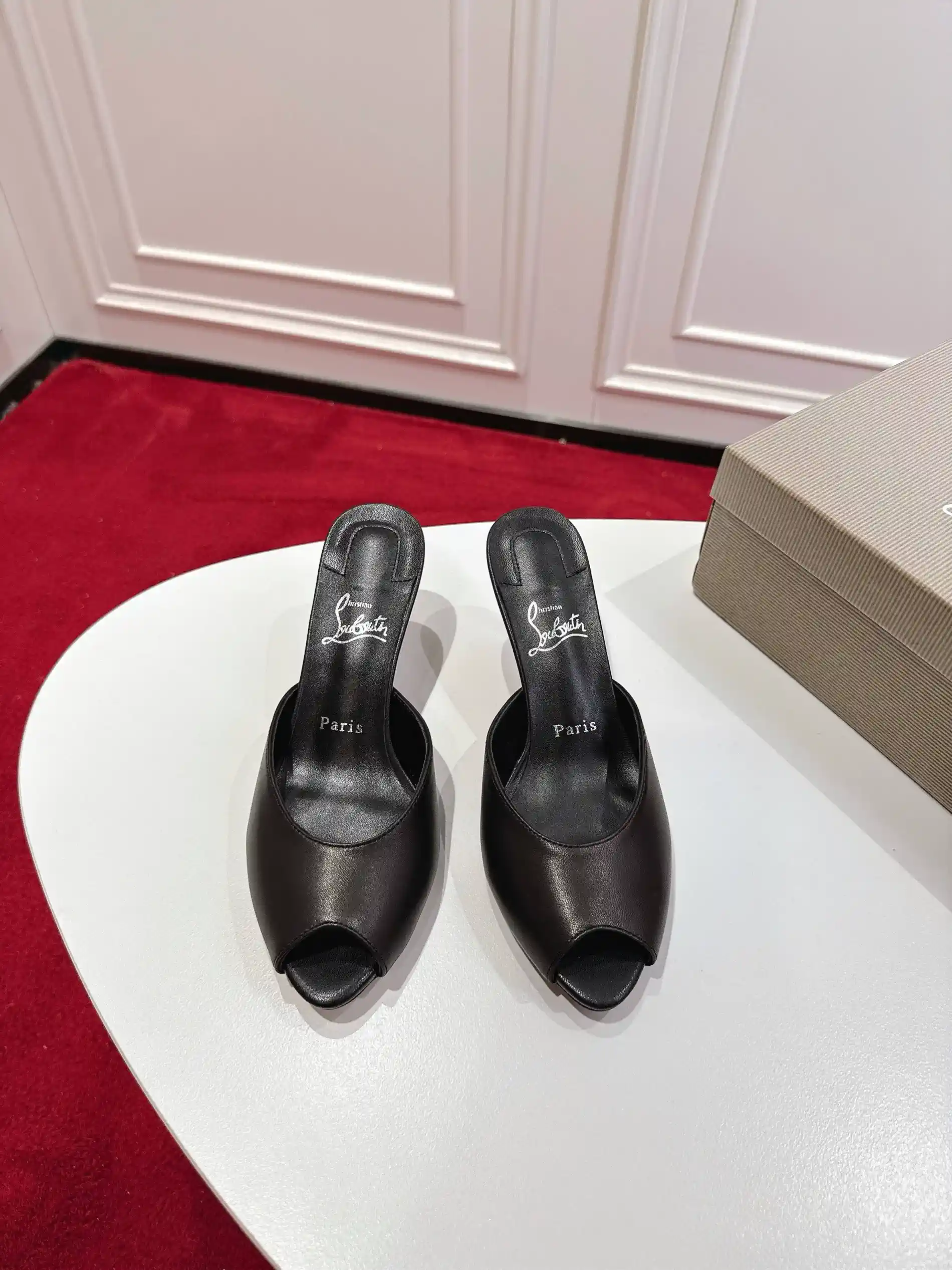 Peep Toe High Heel Mules image 1