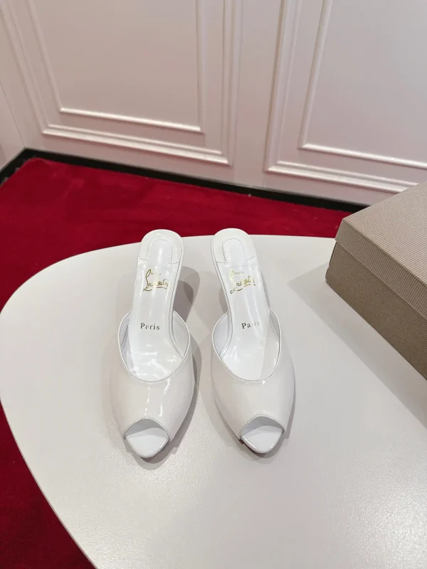Patent Leather Peep Toe High Heel Mules image 1