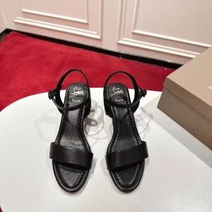 Black Ankle Strap Block Heel Sandals image 1