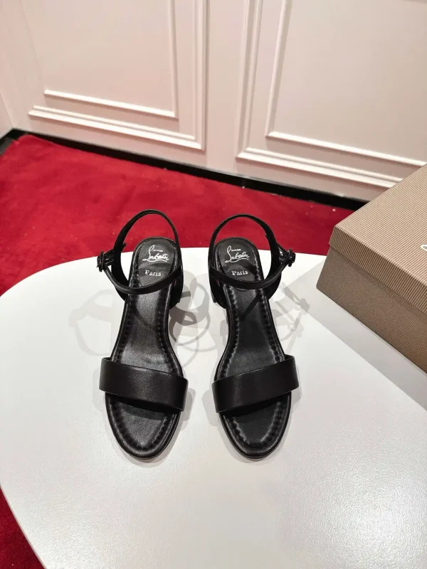 Black Ankle Strap Block Heel Sandals image 1