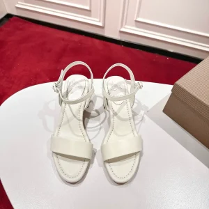 White Leather Slingback Heel Sandals image 1