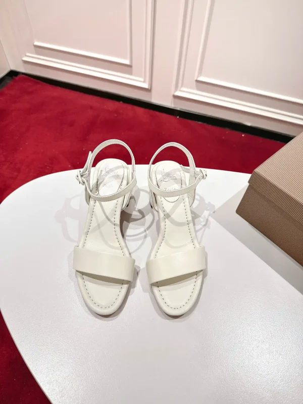 White Leather Slingback Heel Sandals image 1