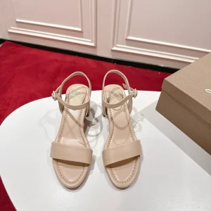 Beige Block Heel Slingback Sandals image 1