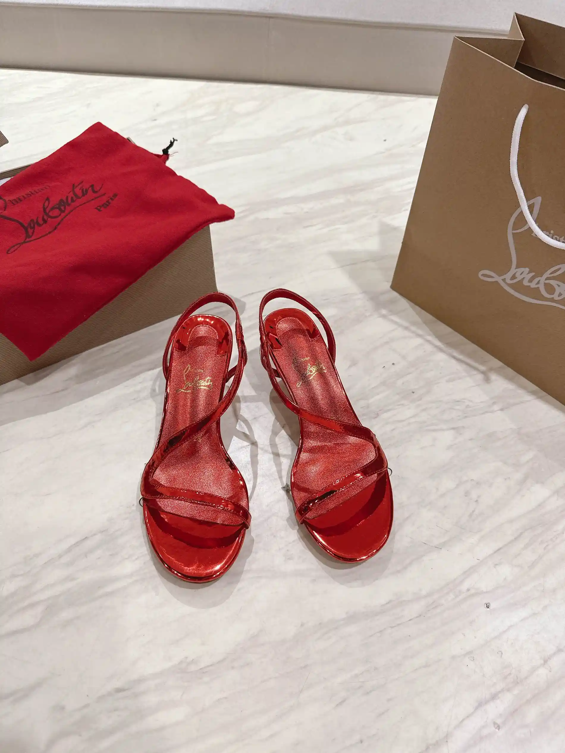 Women's Patent Leather Stiletto Heel Sandals image 1