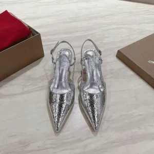 Christian Louboutin Silver Pointed Toe Slingback High Heel Pumps image 1