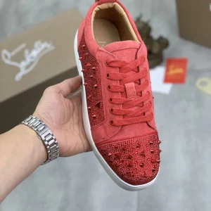 Men's Red Rhinestone Spike Low-Top Sneakers image 1