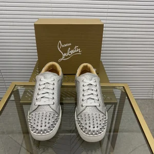 Silver Glitter Spiked Toe Casual Sneakers image 1