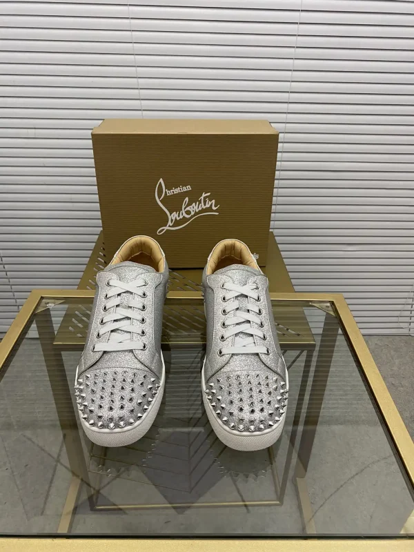Silver Glitter Spiked Toe Casual Sneakers image 1