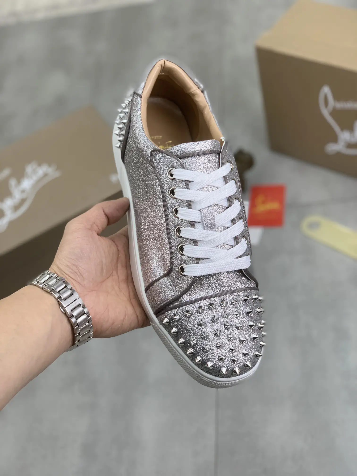 Men's Glitter Spike Low-Top Sneakers image 1