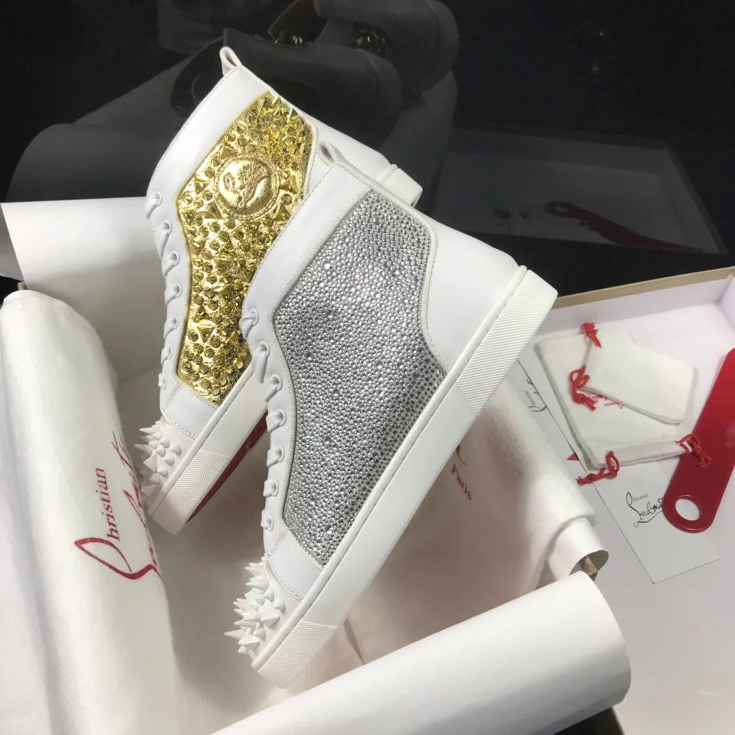 High Top Sneakers with Spike and Rhinestone Details image 1