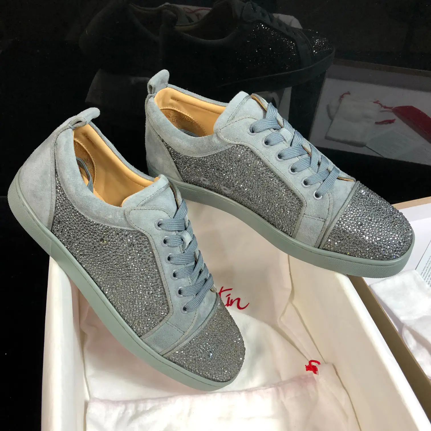 Rhinestone Decor Low-Top Lace-Up Sneakers image 1