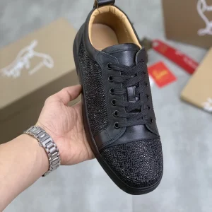 Men's Black Rhinestone Lace-Up Sneakers image 1