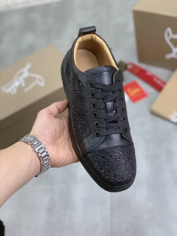 Men's Black Rhinestone Lace-Up Sneakers image 1