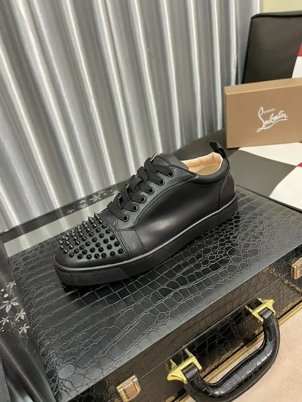 Black Spiked Toe Casual Sneakers image 1