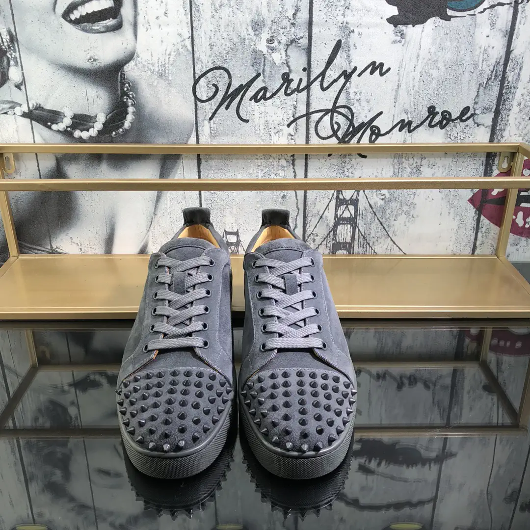 Gray Spiked Toe Casual Sneakers image 1