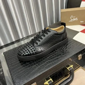 Men's Crocodile Pattern Spiked Toe Casual Sneakers image 1