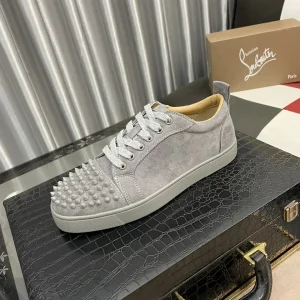 Gray Suede Spiked Toe Casual Sneakers image 1