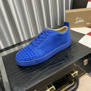 Men's Blue Suede Spiked Toe Casual Sneakers image 1