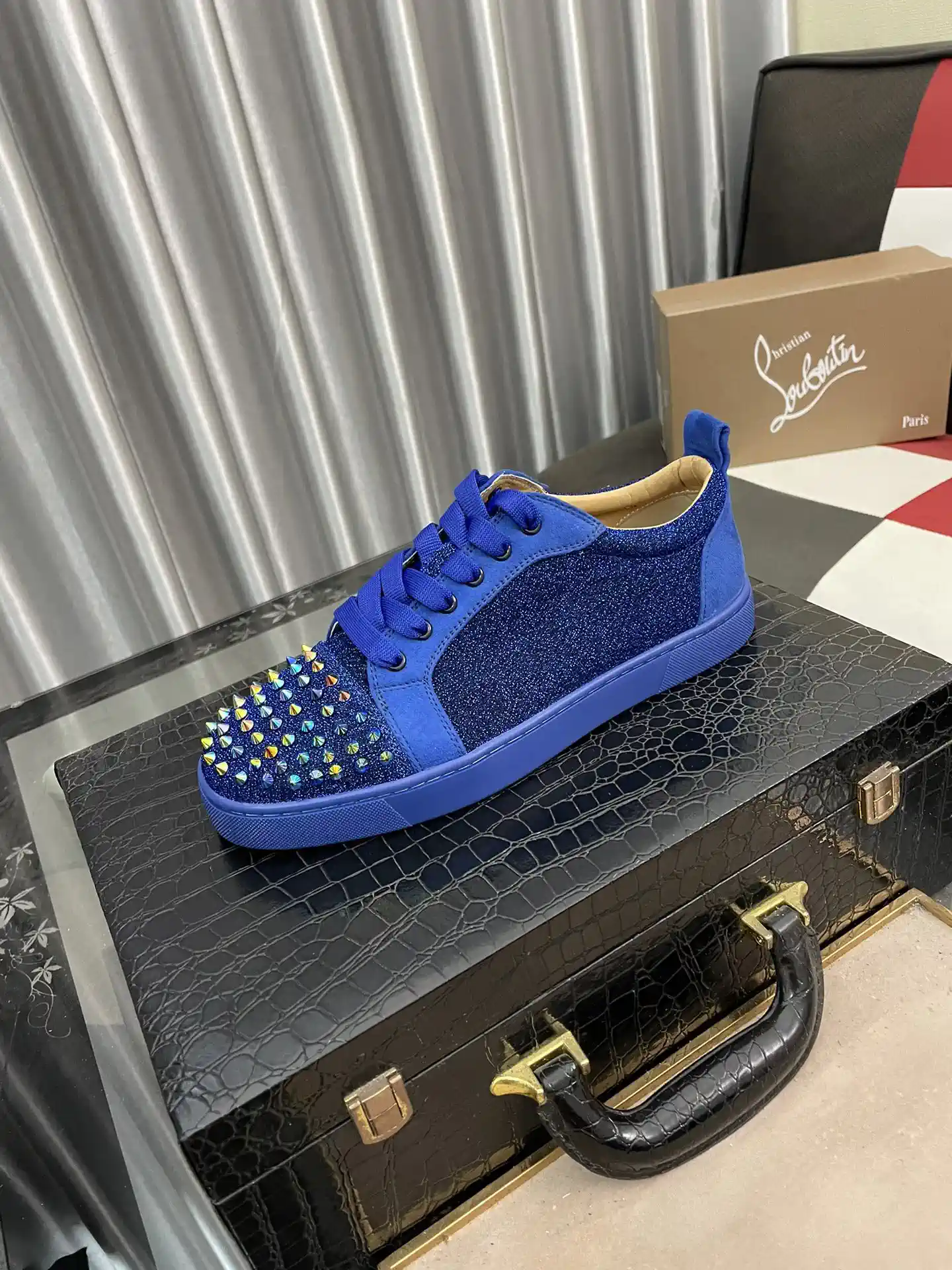 Blue Spiked Toe Casual Sneakers image 1