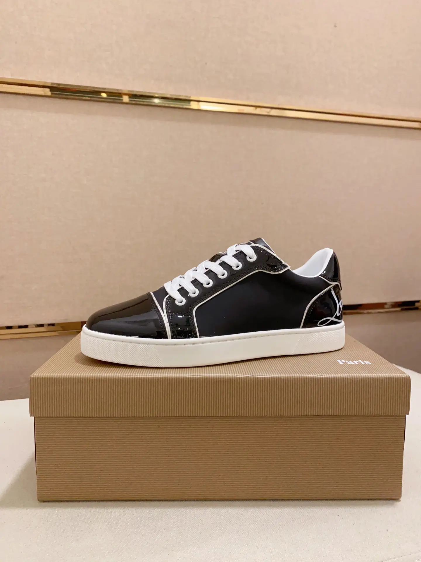 Black Patent Leather Low-Top Sneakers image 1