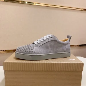 Gray Suede Spike Toe Low-Top Sneakers image 1