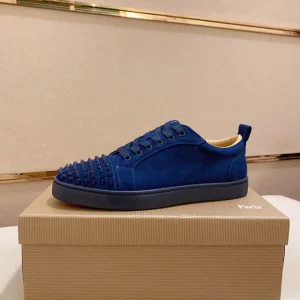Blue Suede Spiked Toe Low-Top Sneakers image 1